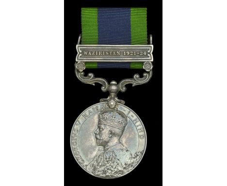 India General Service 1908-35, 1 clasp, Waziristan 1921-24 (3949687 Pte. C. W. Halsall. Welch R.) minor edge bruise, otherwis