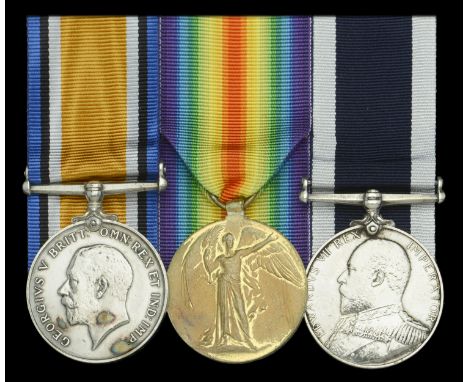 Three: Petty Officer H. Rice, Royal Navy  British War and Victory Medals (150839 H. Rice. P.O. R.N.); Royal Navy L.S. & G.C.,