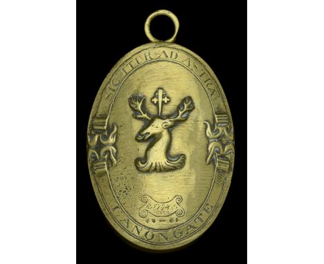 Edinburgh Borough of Cannongate Brass Plate 1774-1812. An oval brass plate, 155mm in height, impressed design with floriated 