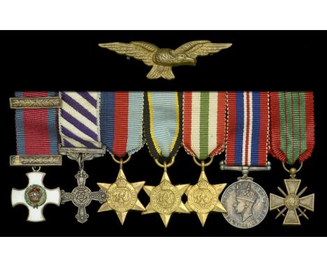 The mounted group of seven miniature dress medals attributed to Flight Lieutenant R. W. Powell, Royal Air Force Volunteer Res