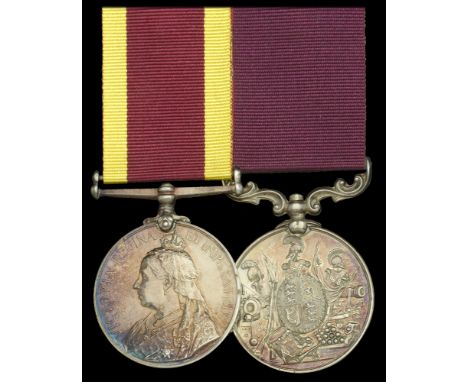 Pair: Staff Sergeant Farrier R. Chivas, Veterinary Department  China 1900, no clasp (St. Serjt:- Farr: R. Chivas. S.V. Dept:)