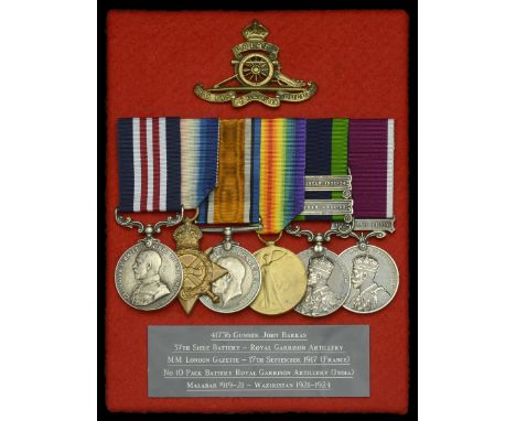 A Great War ‘Western Front’ M.M. group of six awarded to Gunner John Barkas, 37th Siege Battery, Royal Garrison Artillery   M