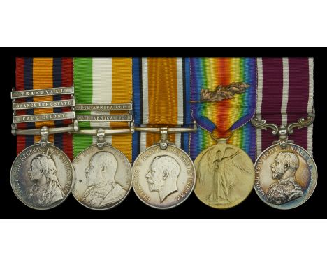 Five: Regimental Sergeant Major W. Houghton, 2/7th Battalion, Hampshire Regiment  Queen’s South Africa 1899-1902, 3 clasps, C