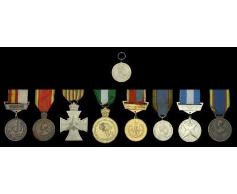 Ethiopia, Empire, Medal of Menelik II, silver (2); Patriot’s Medal, bronze; Star of Victory 1941, silver cross; Medal of Patr