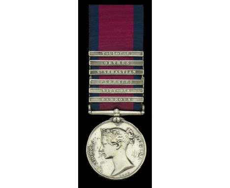 Military General Service 1793-1814, 6 clasps, Barrosa, Vittoria, Pyrenees, St. Sebastian, Orthes, Toulouse (W. Mullins. Gunne