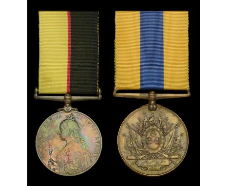 Pair: Syce Nuroo, 1st Bombay Lancers  Queen’s Sudan 1896-98, bronze issue (Syce Nuroo. 1st. Bo: Lancers.); Khedive’s Sudan 18