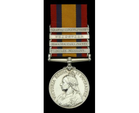 Queen’s South Africa 1899-1902, 4 clasps, Cape Colony, Orange Free State, Transvaal, South Africa 1901, unofficial rivets bet