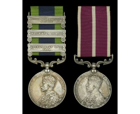 India General Service 1908-35, 3 clasps, Afghanistan N.W.F. 1919, Waziristan 1919-21, North West Frontier 1930-31 (1427 Sepoy