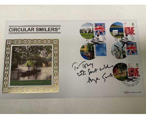 HUGH GRANT; a first day cover bearing the actor's signature, inscribed 'To Tony with best wishes'.