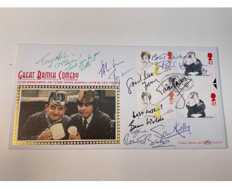 BRITISH COMEDY; a limited edtion first day cover no. 40/200 bearing signatures including Ronnie Barker, Tony Osoba, Peter Vau