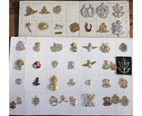 A collection of British Army badges, to include; Parachute Regiment, Black Watch etc (62 on 3 boards) 
