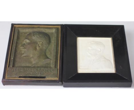 Stanley Mace Foster ARCA (active 1903-1934) a plaque relief depicting Edouard Lanteri, 11cm x 8.8cm, written in pen to the ba