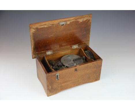 A Continental musical box, of Polyphon type, with ten 11.25cm discs, 32cm overall