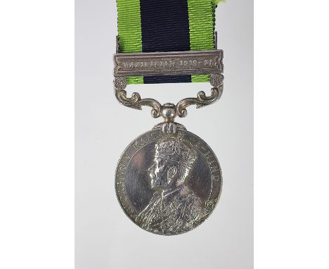 An India General Service Medal to 4179107 Pte A. A. Clarke R. W. Fus (Royal Welsh Fusiliers), with Wiziristan 1919-21 bar (1)