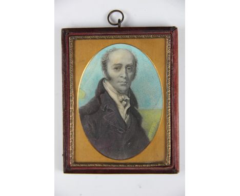 English School - 19th century,
colour print,
Portrait of Earl Grey,
in leather frame,
12cm x 9.5cm overall