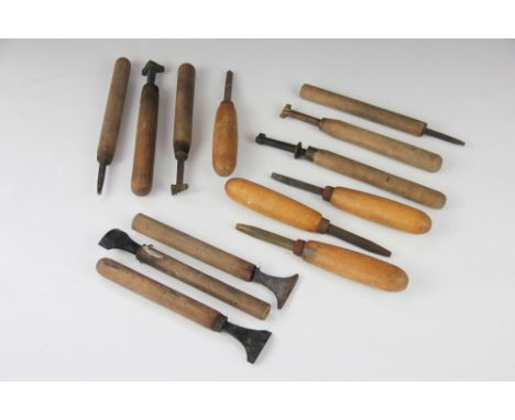A collection of Bookbinders hand tools and blocking tools