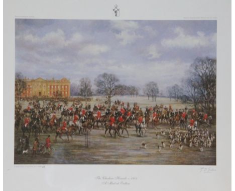 After Godfrey Douglas Giles,
limited edition print,
The Cheshire Hounds 1904 - A Meet at Oulton
No 12/50,
50cm x 60cm - frame