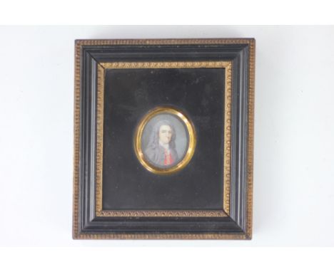 English School, 19th century,
watercolour on ivory miniature,
Portrait of a gentleman,
3.5cm x 4cm - framed