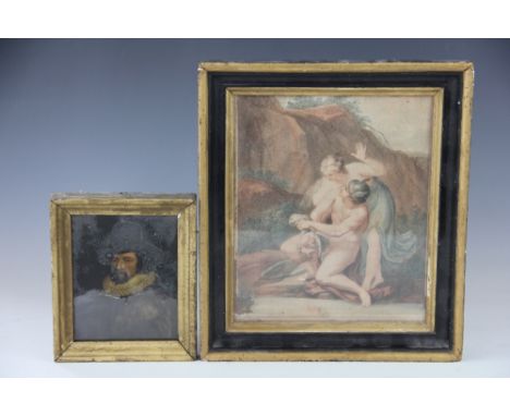 Bartolozzi after Cipriani,
colour engraving,
Mercury and Argus,
22.5cm x 19cm - framed and glazed
with a reverse print of a 1