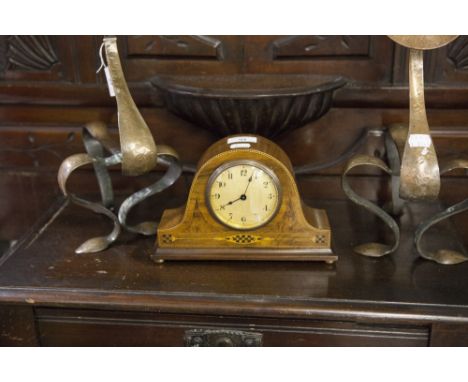 A SMALL EDWARDIAN INLAID MAHOGANY CASED MANTEL CLOCK 
