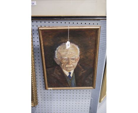 R.H. CAIN (Twentieth Century) OIL PAINTING ON BOARD 'Portrait of a Friend'  Attributed and titled to label verso  17" x 13 1/