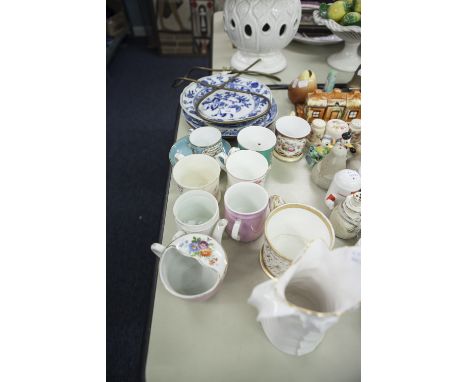 ROYAL WORCESTER WHITE CHINA 'FERN LEAF' MOULDED JUG, SPODE 'ITALIAN' BLUE AND WHITE PLATE, CAULDON 'MEISSEN' BLUE AND WHITE P