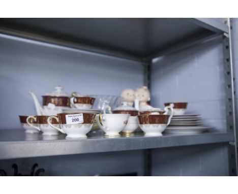 ROYAL GRAFTON; TWO TEA CUPS AND SAUCERS, SUNDRY CHINA TEA SERVICE FOR 6 PERSONS, PLASTER CHILD FIGURE GROUP, DARTINGTON GLASS