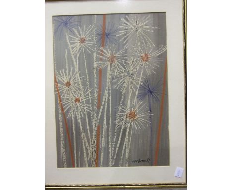 Nico Verboom (South African), Spikey Flowers, watercolour, signed and dated 67, 42.5 x 31cm; Herman Van Nazareth, Portrait, m
