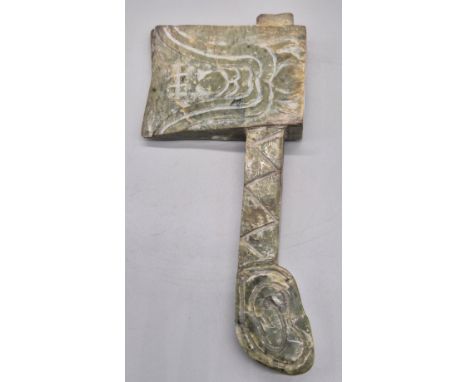 Chinese hardstone axe sculpture. [23cm length] 