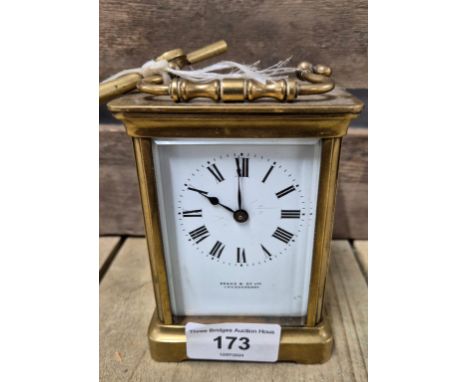 Antique Deane &amp; co ltd Londonderry brass carriage clock with key 