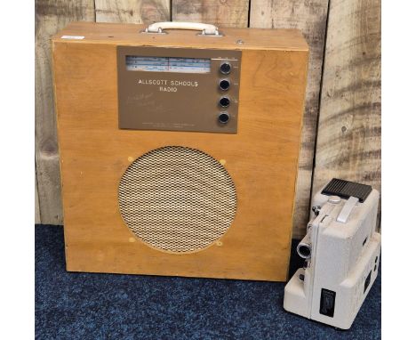 A Vintage All Scots schools radio from Linlithgow primary school, together with vintage Eumig Wien of Austria projector. 
