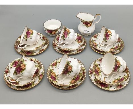 Royal Albert 'Old Country Roses' pattern tea service with sugar &amp; cream jug 