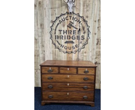 19th century mahogany three over three chest of drawers. Raised on bracket feet. [87X110X52cm] 