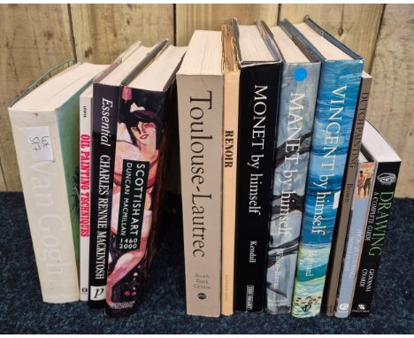 Box of various art books; Scottish art, Charles Rennie Mackintosh, Renior, Monet and many more. 