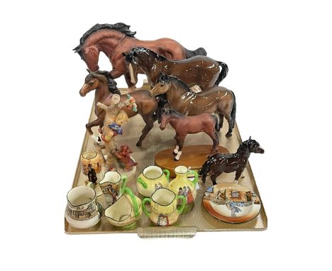 Five Beswick and Royal Doulton horses, Hummel figure, Doulton Series Ware, etc.