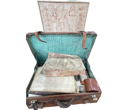 Military interest including maps, vanity set, booklets, pamphlets, leather case, etc.