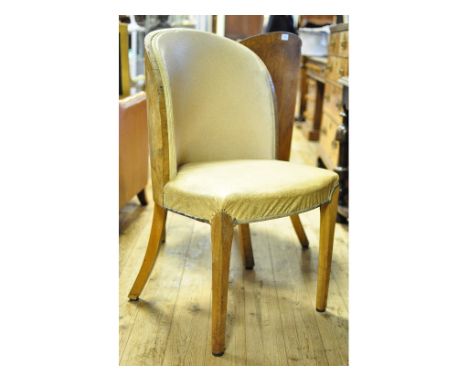 A set of four Art Deco walnut veneered dining chairs, with curved backs, 49 cm wide (4)   Condition report  Report by GHVenee