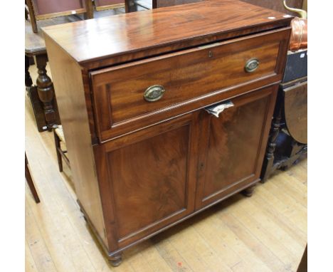 A 19th century mahogany secretaire chest, 101 cm wide, an oak gateleg table, a mahogany commode chest, two chairs and assorte