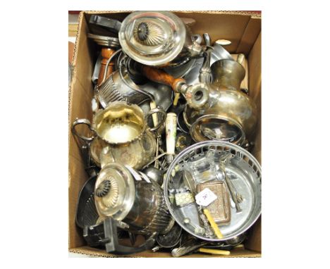 A silver plated four piece tea service, and other similar items (box)