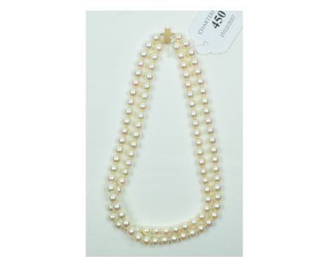 A double strand pearl choker