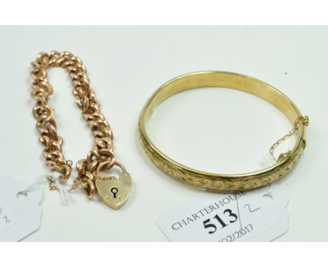 A 9ct gold bracelet, approx. 9.4 g, and a similar bangle (2)   Condition report  Bangle is approx. 9.7 g (all in)
