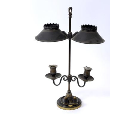 A 19th century Miller & Sons of London brass bouillotte lamp, 50 cm high  See illustration   Condition report  Report by GHOn
