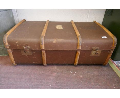 Wooden bound travellers trunk 