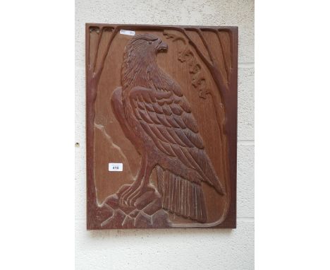 Carved panel of eagle - Approx. image size: 42cm x 56cm 