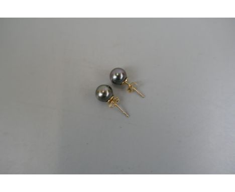Gold Tahitian cultured pearl earings 