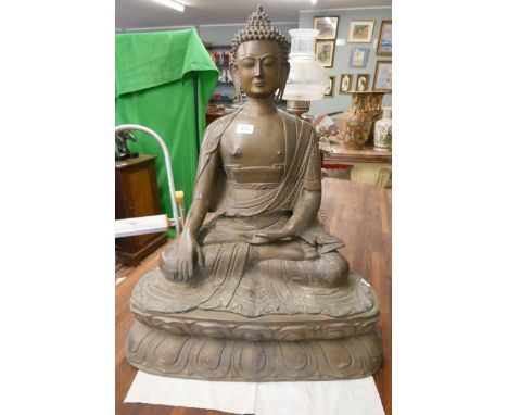 Large bronze statue of Buddha - Approx. height: 69cm 