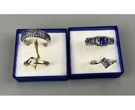 Silver amethyst duo ring &amp; blue topaz duo ring 