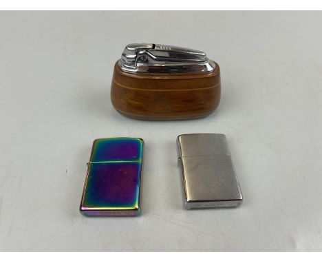 2 Zippo lighters together with a Ronson table lighter 