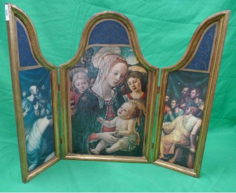 Small gilt framed 2 fold panel 