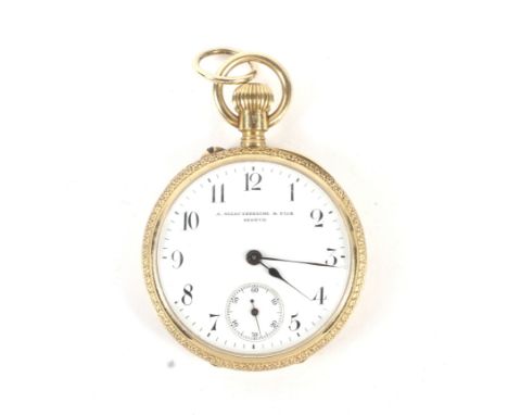 A ladies 18ct gold cased open faced pocket watch by 'A Golay Leresche &amp; Fils, Geneve'. The enamel dial with Arabic numera